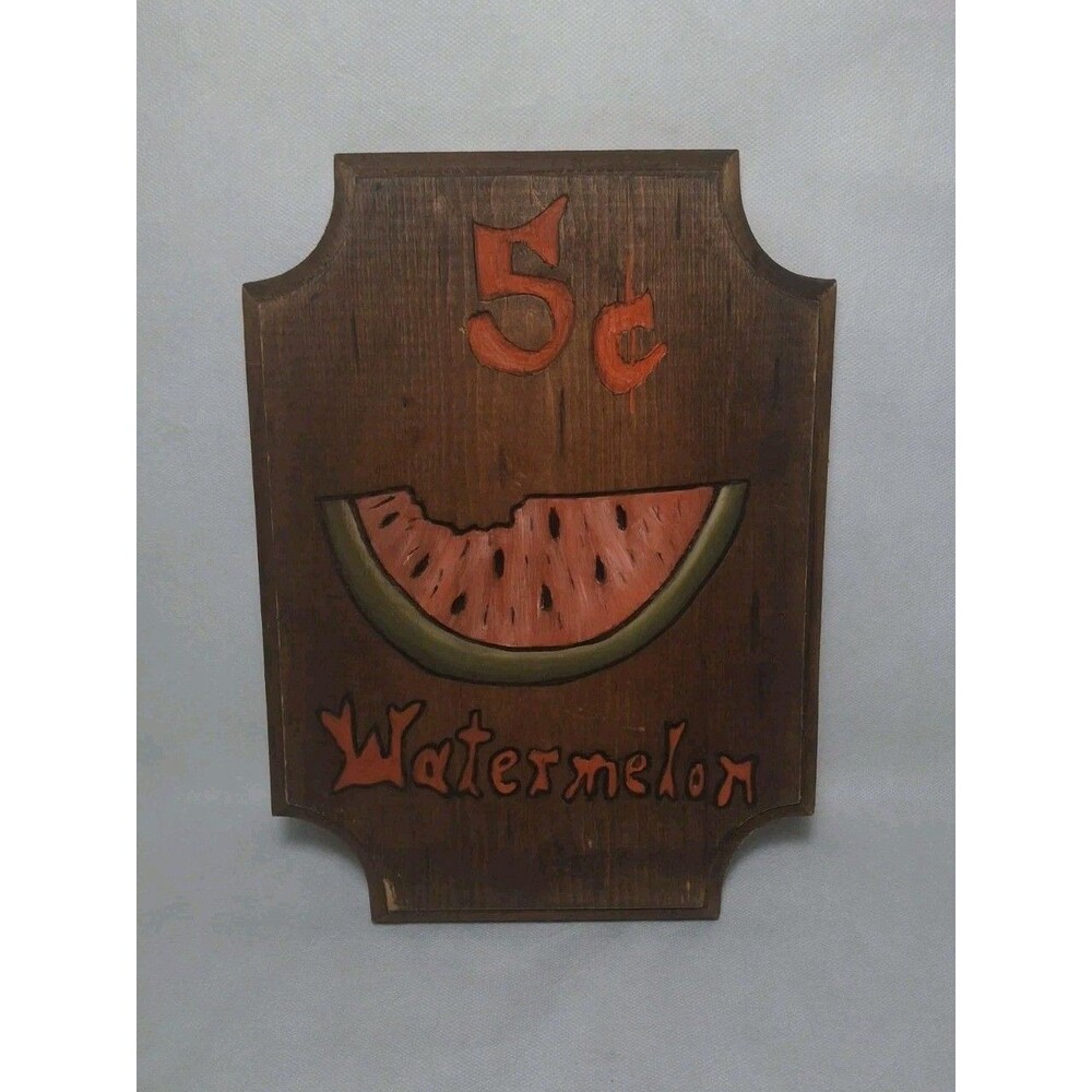 Vintage Handmade Hand Painted Watermelon Wooden Sign Rustic Cottage Kitchen